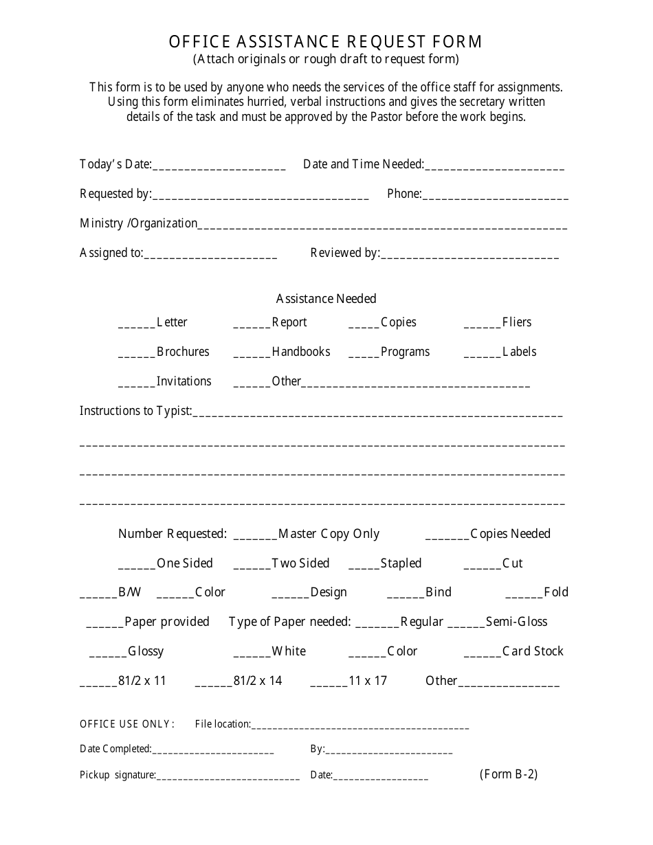 Office Assistance Request Form, Page 1