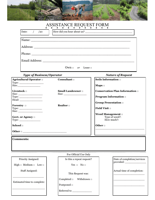 Assistance Request Form Download Pdf