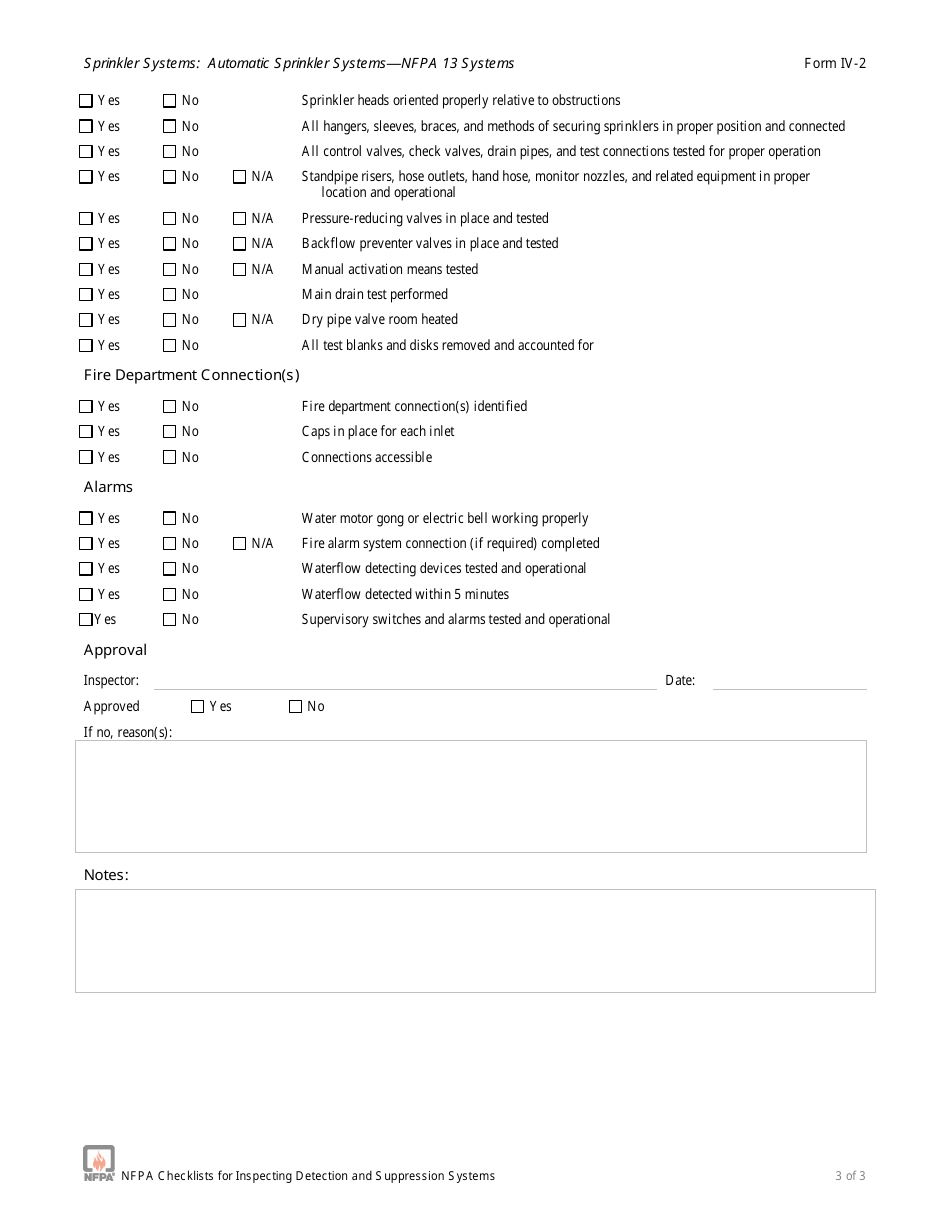 Acceptance Test Checklist - National Fire Protection Association ...