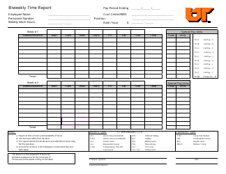 Document preview: Biweekly Time Report Form - University of Tennessee