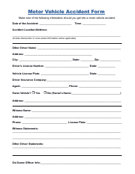 Document preview: Motor Vehicle Accident Form