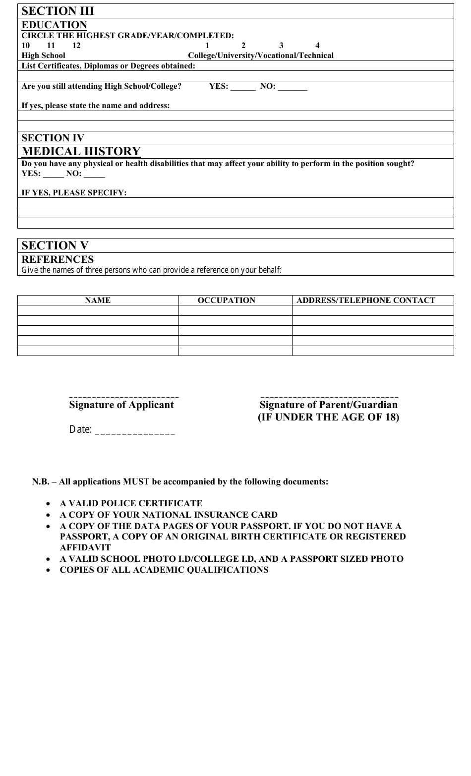 Bahamas Annual Summer Employment Programme Application Form - Fill Out 