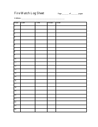 Document preview: Hourly Fire Watch Log Sheet