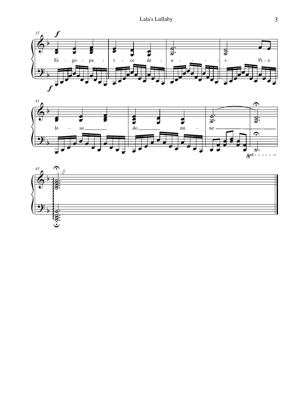 D.gray-Man Ost - Lalas Lullaby Piano Sheet Music, Page 3
