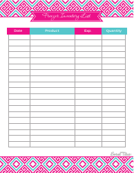 Document preview: Freezer Inventory Spreadsheet Template - Blue and Pink