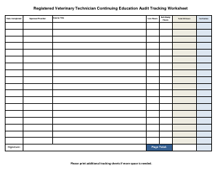 Registered Veterinary Technician Continuing Education Audit Tracking Worksheet - Indiana, Page 2