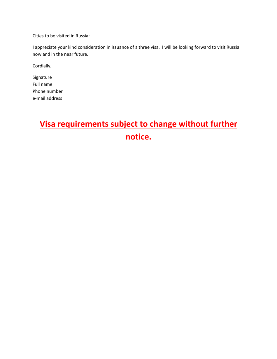 Sample Request for 3-year Multiple Entry Visa to Russia - Embassy of Russia - Washington, D.C., Page 2