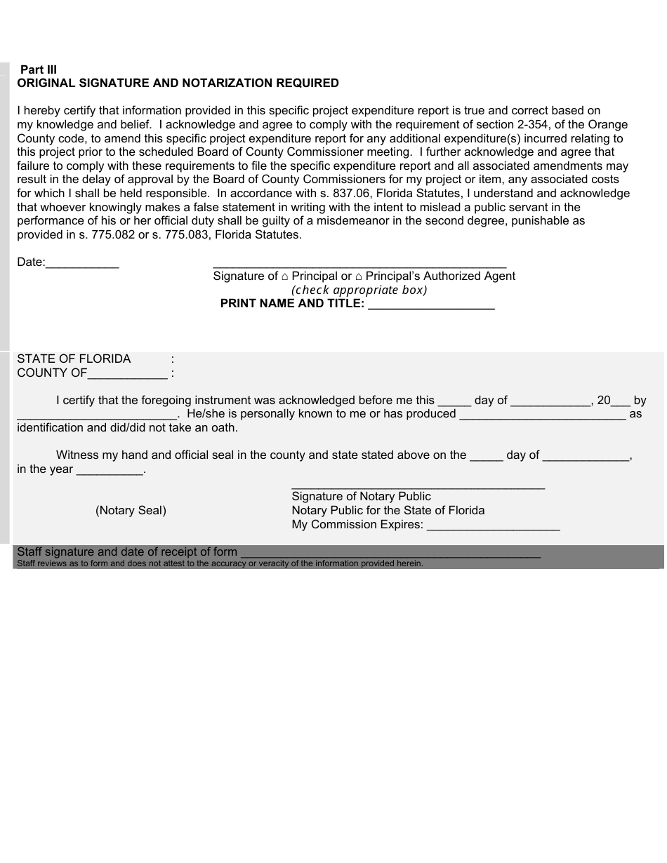 Specific Project Expenditure Report - Orange County, Florida, Page 3