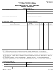 CBP Form 434 North American Free Trade Agreement Certificate of Origin