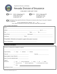 Form DOI310 Consumer Complaint Form - Nevada