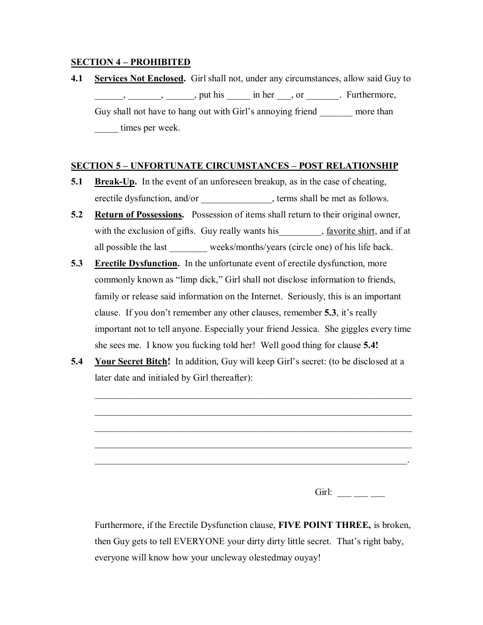 Dating Contract Template Fill Out, Sign Online and Download PDF