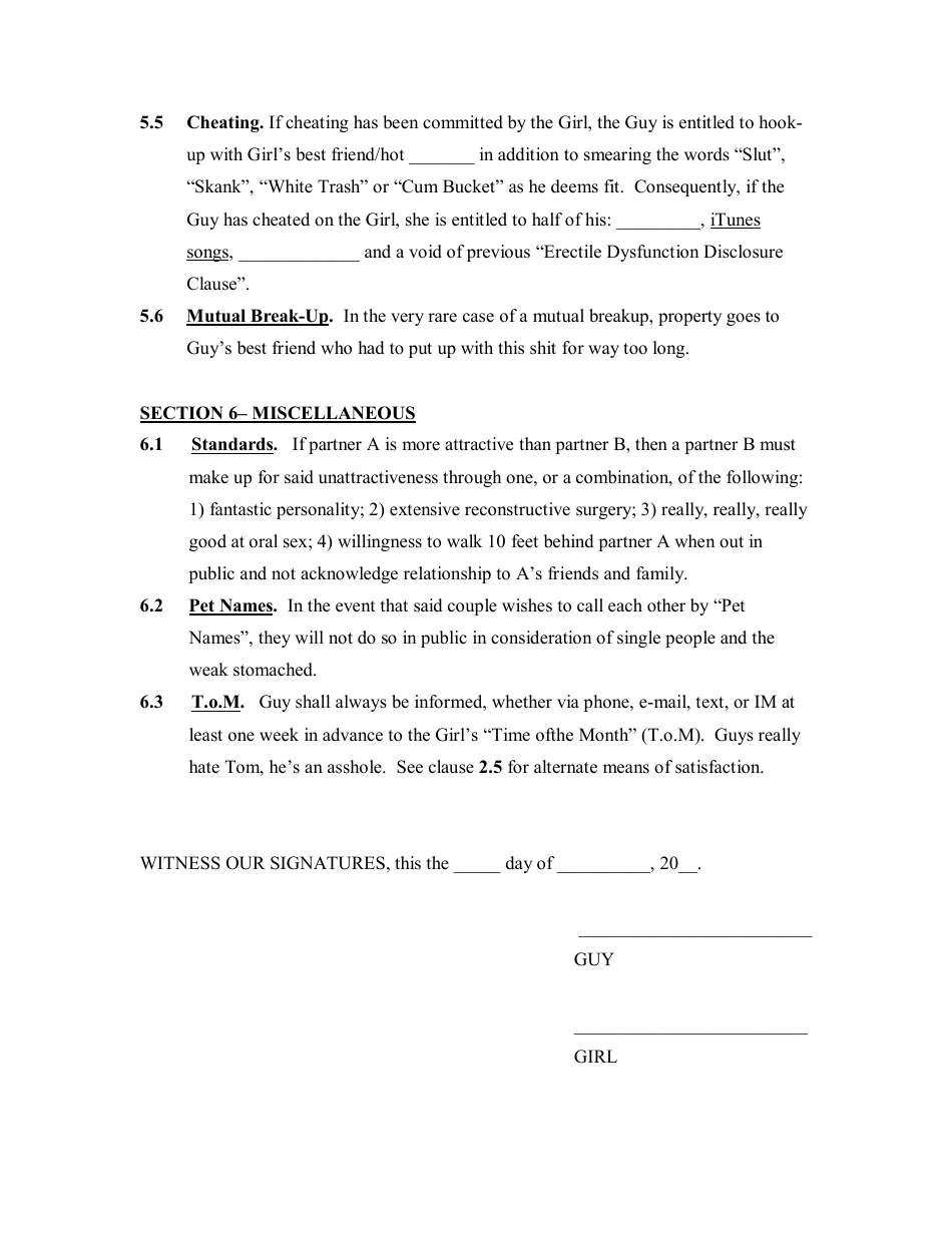 Dating Contract Template - Fill Out, Sign Online and Download PDF ...