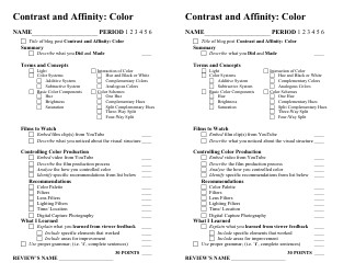 Document preview: Contrast and Affinity Color Feedback Form