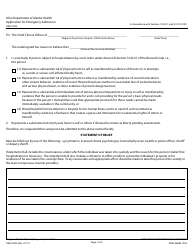 Form DMH-0025 Application for Emergency Admission - Ohio