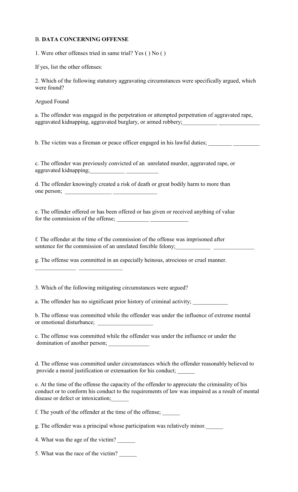 Appendix B Uniform Capital Sentence Report - Louisiana, Page 3