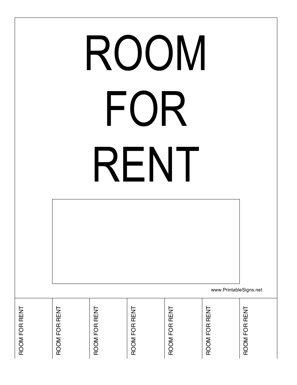 Room for Rent Sign Template, Page 1