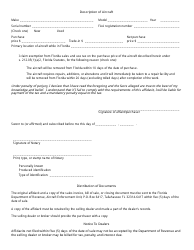 Form GT-500002 Suggested Format for Affidavit for Exemption of Aircraft Sold for Removal From the State of Florida by a Nonresident Purchaser - Florida, Page 2