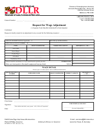 Form DLLR/DUI21 Web &quot;Request for Wage Adjustment&quot; - Maryland