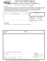 Document preview: Request Form for License Renewal - City of Prattville, Alabama