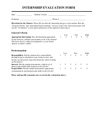 Internship Evaluation Form - Ocean Beach School District