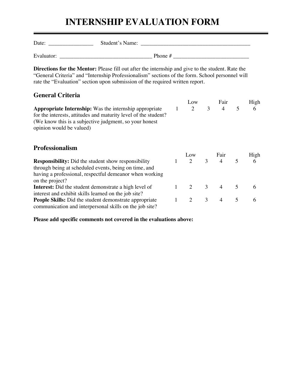 Internship Evaluation Form - Ocean Beach School District, Page 1