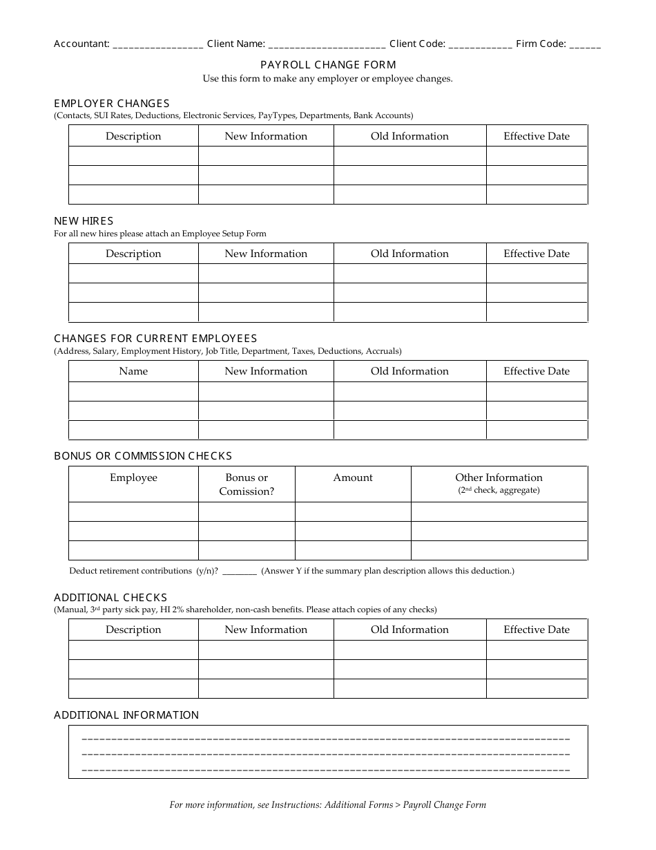 Payroll Change Form - Table - Fill Out, Sign Online And Download Pdf 