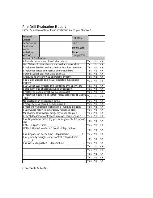 Fire Drill Evaluation Report Template Download Printable PDF 