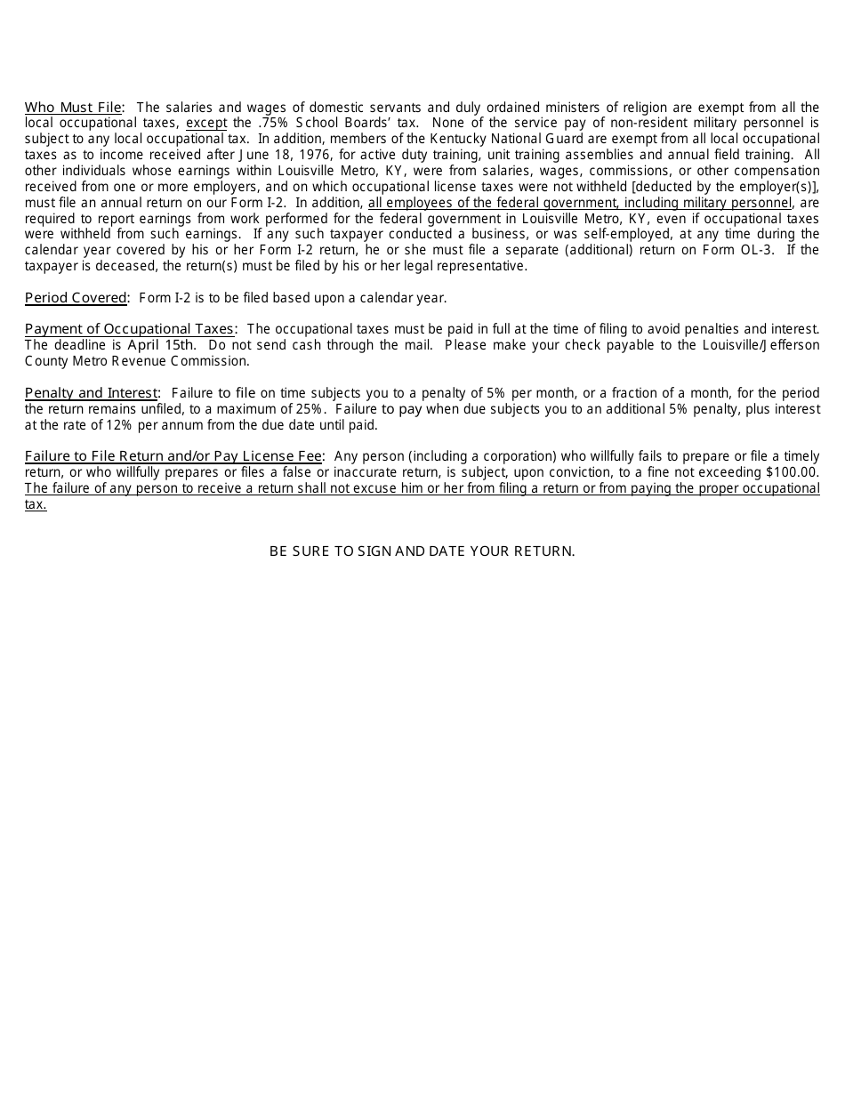 Form I2 Fill Out, Sign Online and Download Fillable PDF, Louisville/Jefferson county