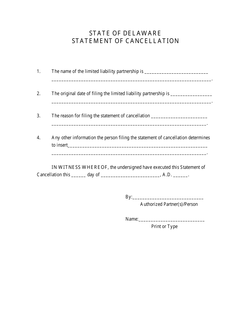 Statement of Cancellation of Limited Liability Partnership - Delaware, Page 2