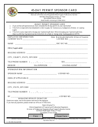 Form IL505-0345 &quot;45-day Permit Sponsor Card&quot; - Illinois