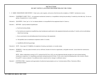 DD Form 1435 Comsec Maintenance Training and Experience Record, Page 2