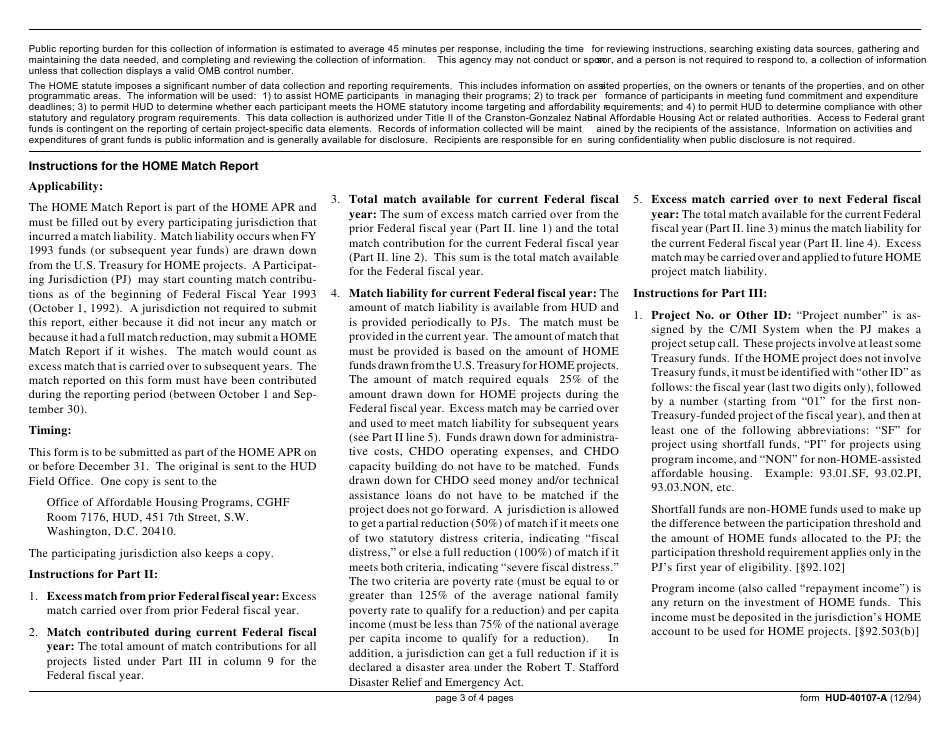 Form HUD-40107-A Home Match Report, Page 3