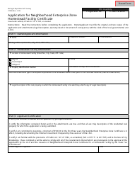 Form 2704B Application Form for Neighborhood Enterprise Zone Homestead Facility Certificate - Michigan