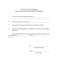 Application for Reinstatement - Limited Liability Partnership - Delaware, Page 2