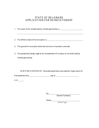 Application for Reinstatement of Limited Liability Limited Partnership - Delaware, Page 2