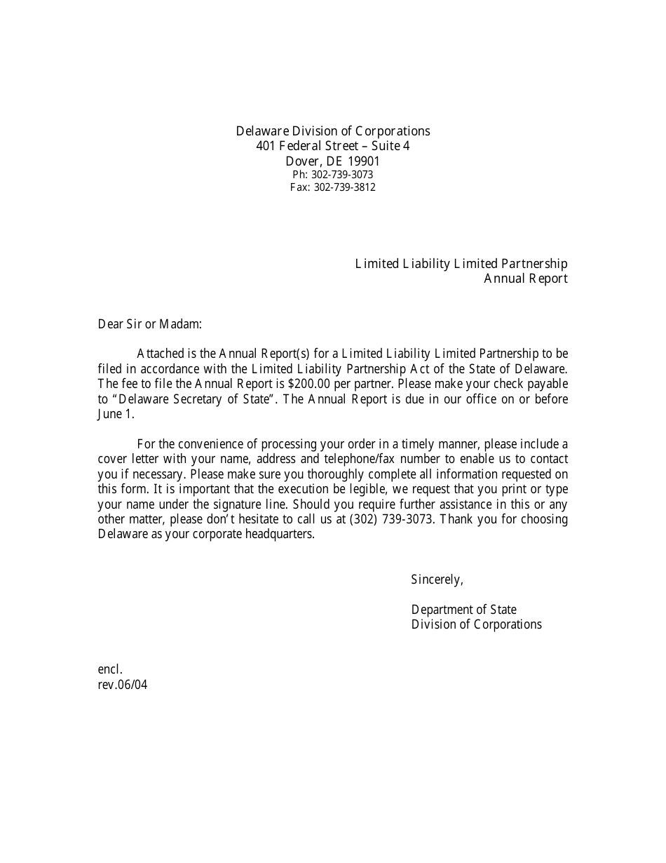 Application for Reinstatement of Limited Liability Limited Partnership - Delaware, Page 3