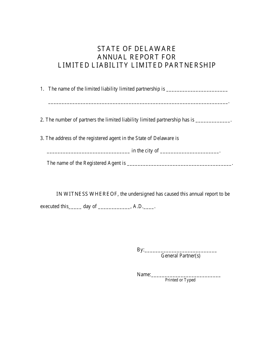 Application for Reinstatement of Limited Liability Limited Partnership - Delaware, Page 4