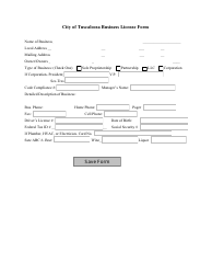 Document preview: Business License Form - City of Tuscaloosa, Alabama