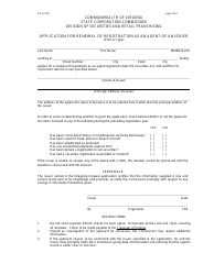 Document preview: Form S.D.4 Application for Renewal of Registration as an Agent of an Issuer - Virginia