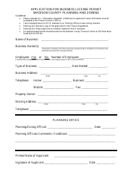 Document preview: Application for Business License Permit - MADISON COUNTY, Kentucky