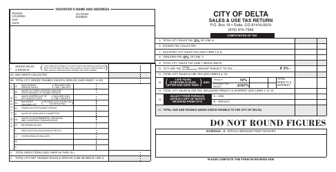 Document preview: Sales & Use Tax Return Form - City of Delta, Colorado