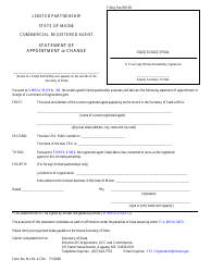 Form MLPA-3-CRA Commercial Registered Agent Statement of Appointment or Change - Maine