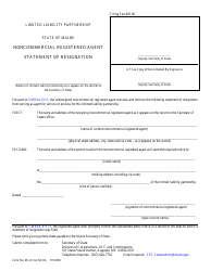 Document preview: Form MLLP-3A-NCRA Noncommercial Registered Agent Statement of Resignation - Maine