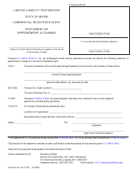 Form MLLP-3-CRA Commercial Registered Agent Statement of Appointment or Change - Maine