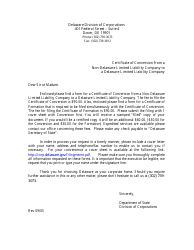 Certificate of Conversion From a Non-delaware Limited Liability Company to a Delaware Limited Liability Company - Delaware
