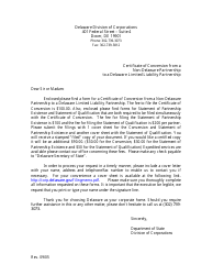 Certificate of Conversion From a Non-delaware Partnership to a Delaware Limited Liability Partnership - Delaware