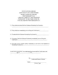 Certificate of Conversion From a Non-delaware Partnership to a Delaware Limited Liability Partnership - Delaware, Page 2