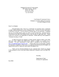 Certificate of Conversion From a Delaware Limited Liability Partnership to a Non-delaware Entity - Delaware
