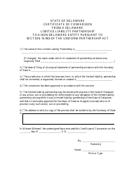 Certificate of Conversion From a Delaware Limited Liability Partnership to a Non-delaware Entity - Delaware, Page 2