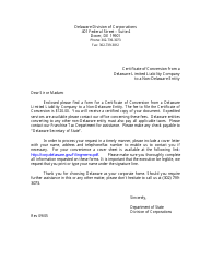 Certificate of Conversion From a Delaware Limited Liability Company to a Non-delaware Entity - Delaware